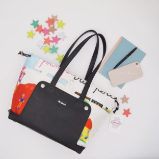 ブリジャンバッグス  ベージュ/お絵描き柄  R7054