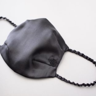 メンズ用　シルク100% なめらかマスク　無地ブラック