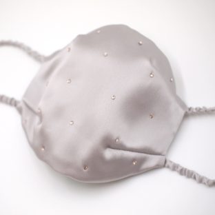 シルク100%なめらかマスク スワロフスキーJwele シルバー