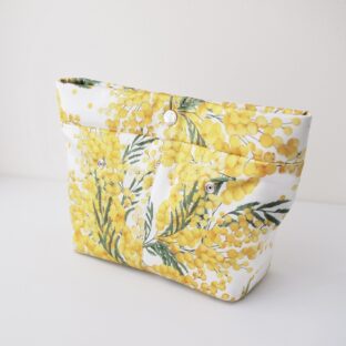 オートクチュールバッグ《Hana》ファブリックパーツ　ミモザ　ホワイト　Mサイズ