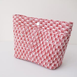 オートクチュールバッグ《Hana》ファブリックパーツ　ツイード レッド　Mサイズ